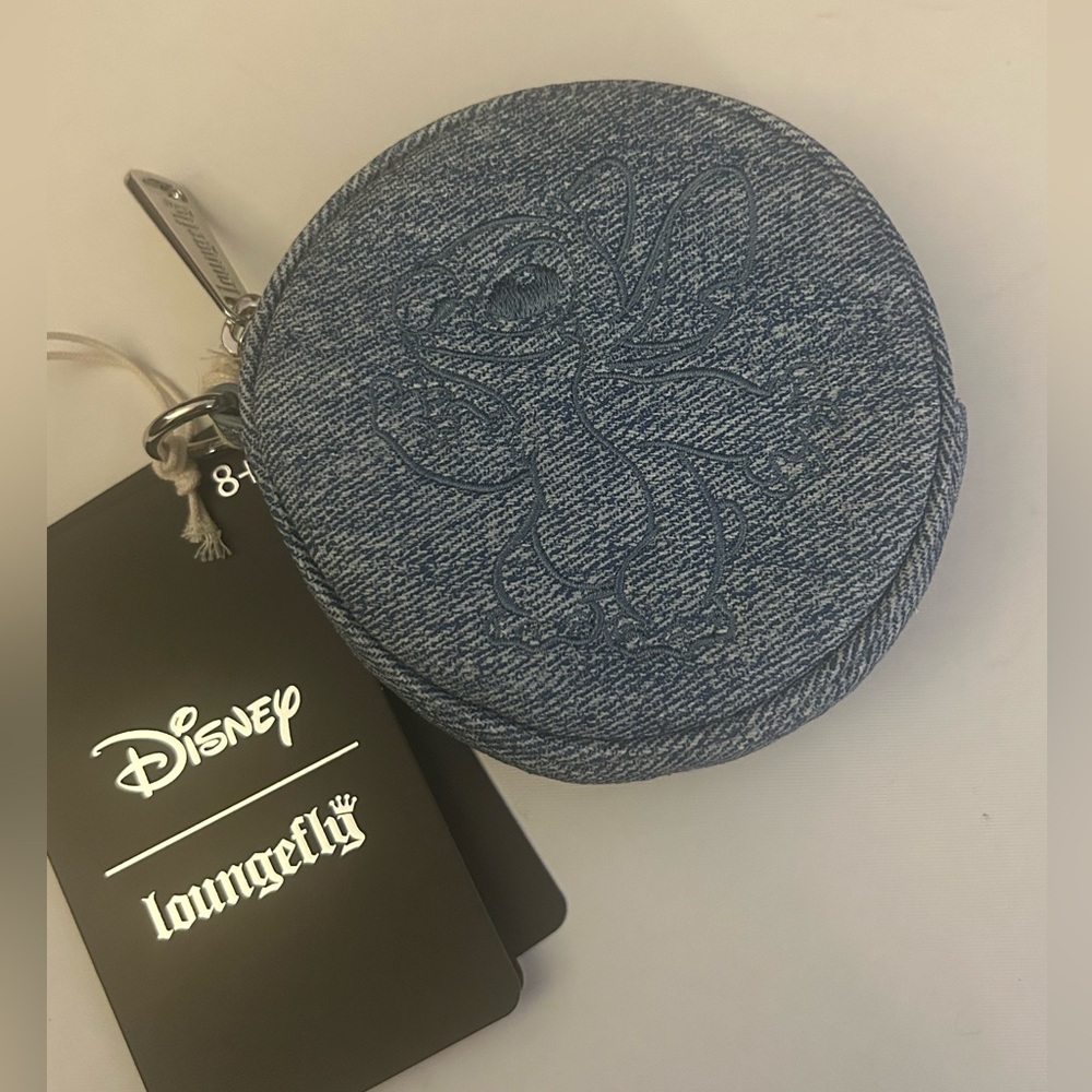 Loungefly Disney Stitch Denim Wristlet Coin Purse Embroidered Stitch NWT